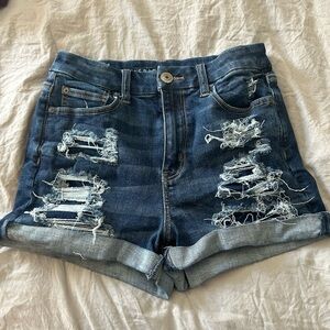 hi rise shortie AE distressed denim shorts